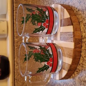 3/$25🌟 Vintage Libbey Holly & Ribbon Glass Mugs 🎄